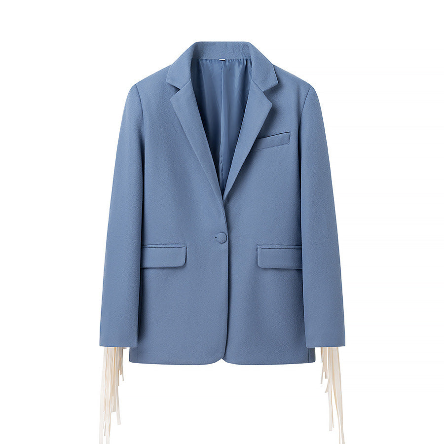 Damen Oversize-Blazer mit langen Fransen und Ziernähten Echo Archiv