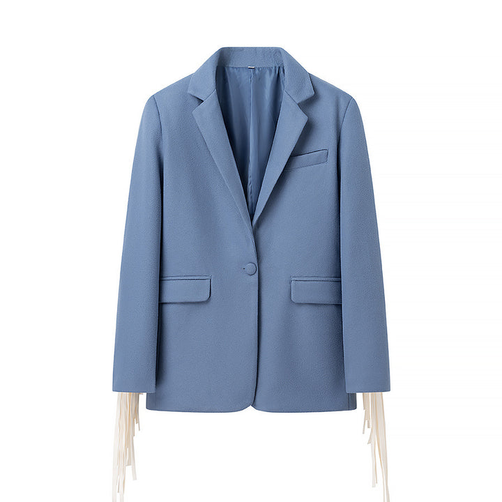 Damen Oversize-Blazer mit langen Fransen und Ziernähten Echo Archiv