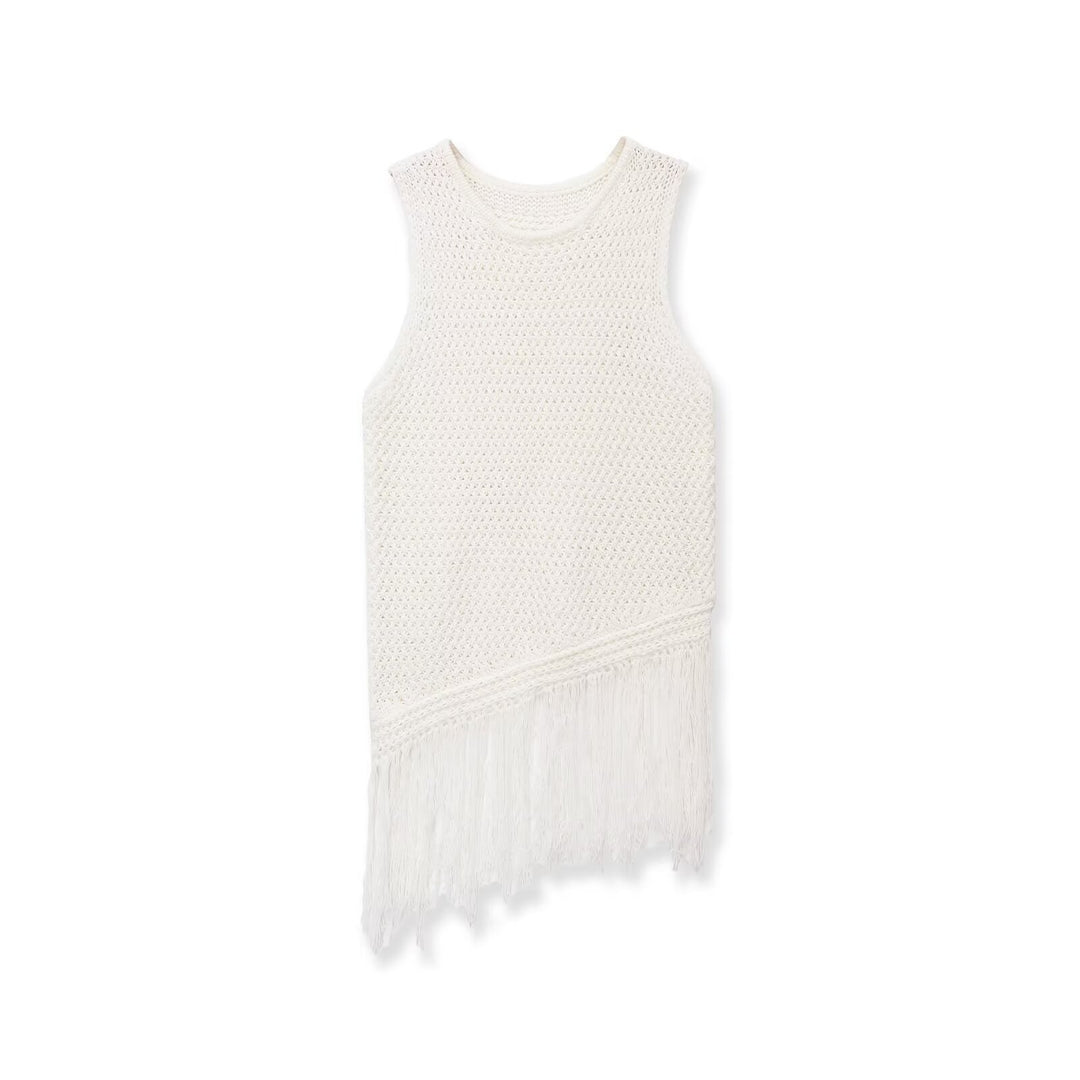 Damen Stricktop mit Fransen und asymmetrischem Schnitt Echo Archiv