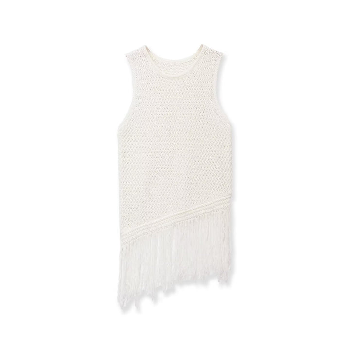 Damen Stricktop mit Fransen und asymmetrischem Schnitt Echo Archiv