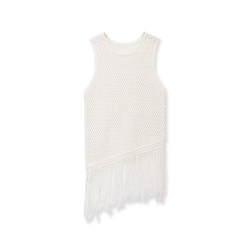 Damen Stricktop mit Fransen und asymmetrischem Schnitt Echo Archiv