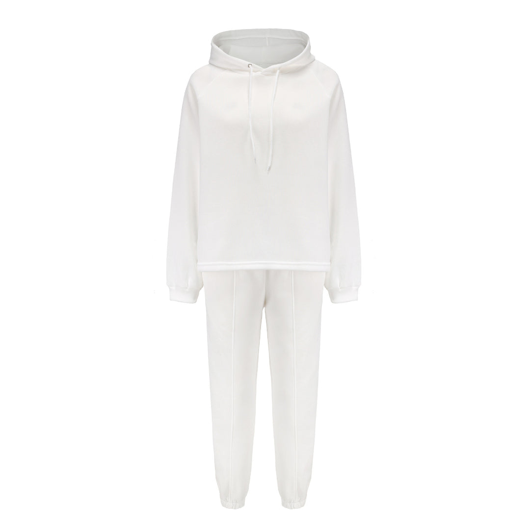 Damen kuscheliges Lounge-Zweiteiler-Set mit oversized Kapuzenpullover, Balloon-Ärmeln und taillierter Jogginghose – Auréline
