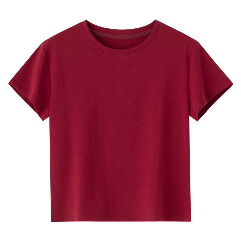 Damen Kurzgeschnittenes Boxy-T-Shirt aus weichem Baumwollstretch mit Rundhalsausschnitt Echo Archiv