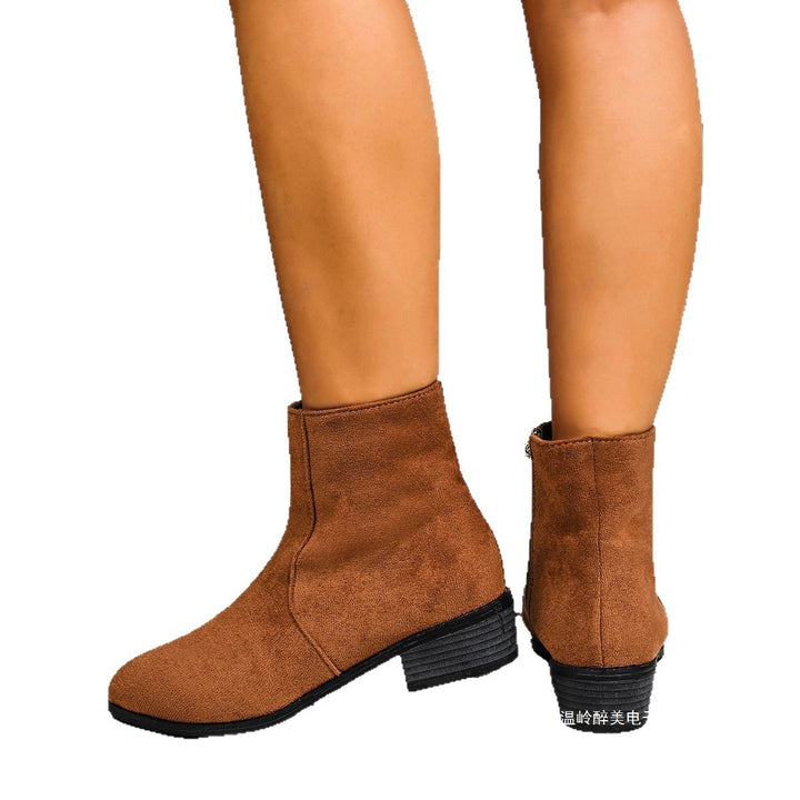Damen nan Wildlederoptik Stiefelette mit seitlichem Reißverschluss und niedrigem Blockabsatz Echo Archiv