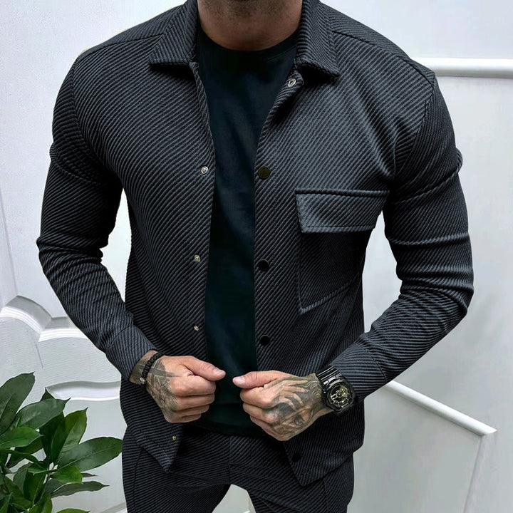 Herren elegante Jacke mit strukturierter Oberfläche und praktischen Taschen Echoarchiv