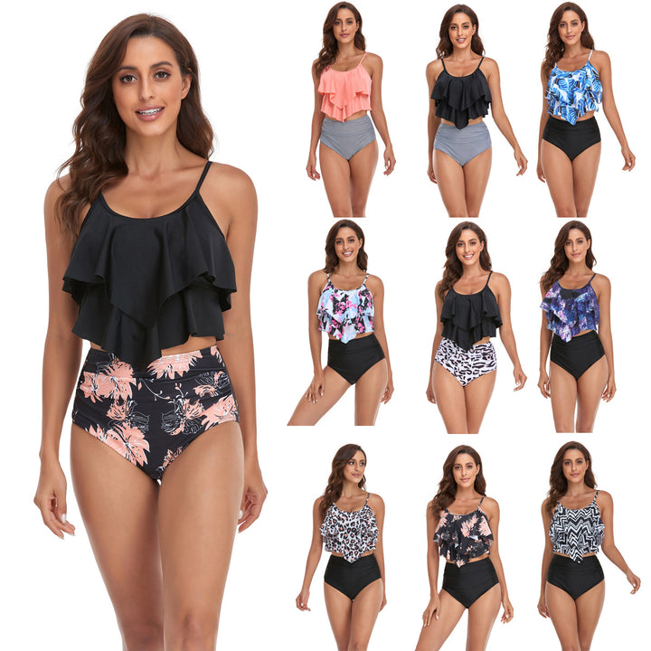 Damen Tankini-Set mit fließendem Rüschendesign und figurbetonter Bikinihose Echo Archiv