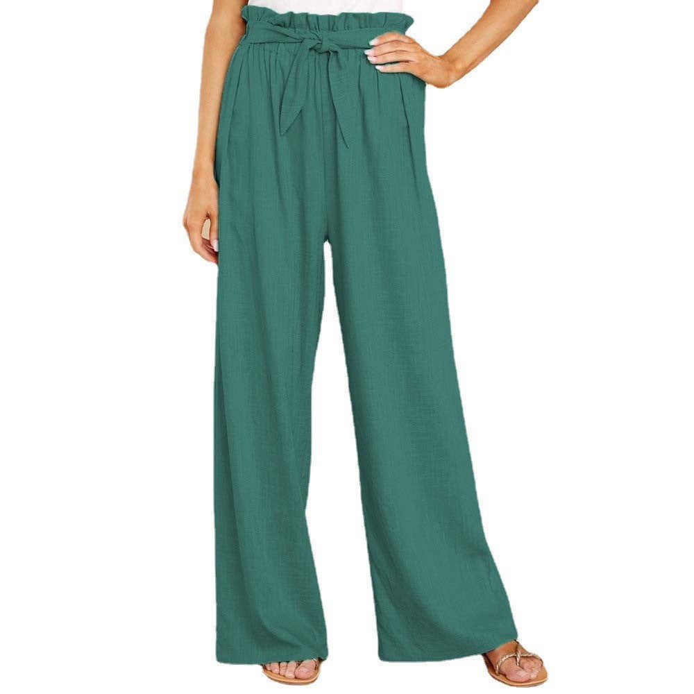 Damen nan Leinenhose mit Paperbag-Bund und weitem Bein Echo Archiv