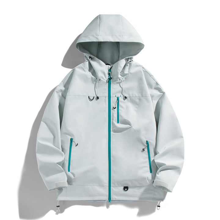 Herren wasserdichte Outdoor-Jacke mit verstellbarer Kapuze und praktischen Reißverschlusstaschen Echoarchiv