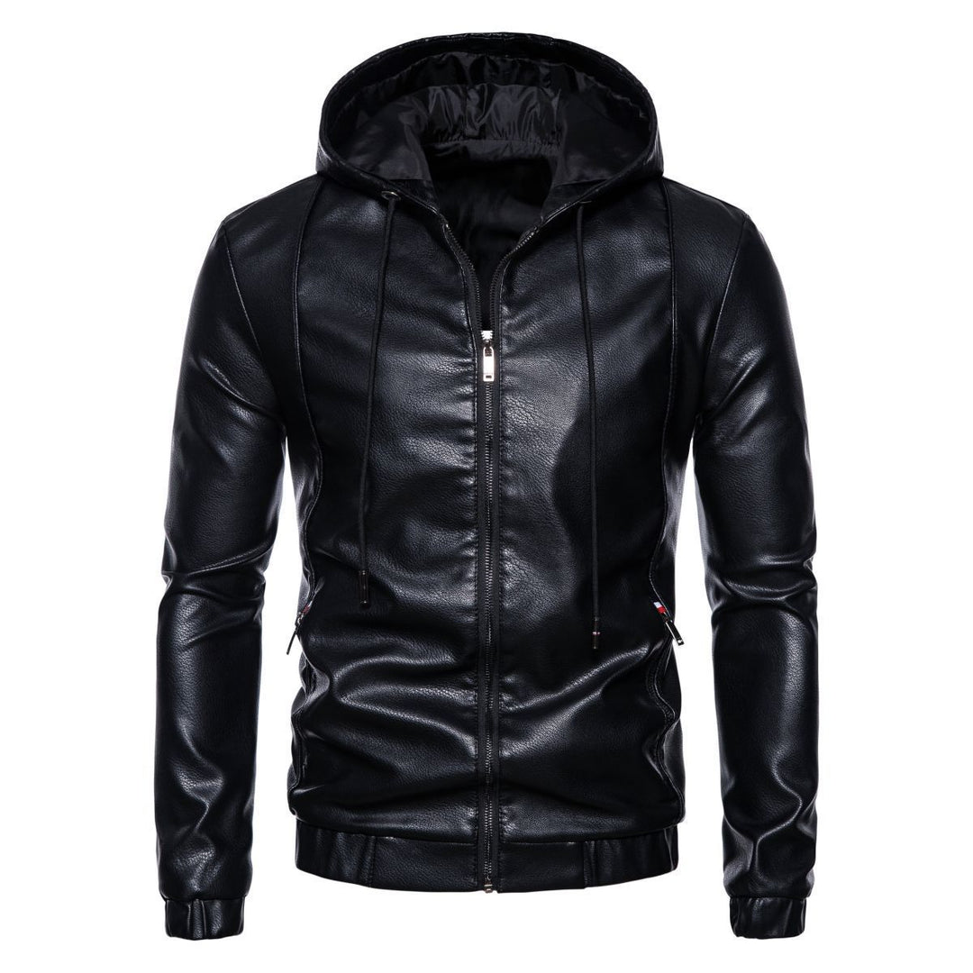 Herren Kunstlederjacke mit praktischem Kapuzen Design und sportiven Details Echoarchiv