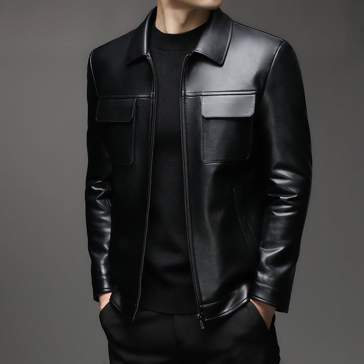 Herren moderne Kunstlederjacke mit praktischen Taschen Echoarchiv
