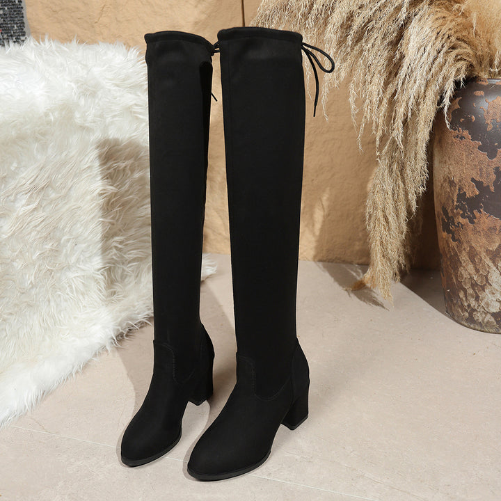 Damen Overknee-Stiefel mit Stretchschaft und mittelhohem Blockabsatz Echoarchiv
