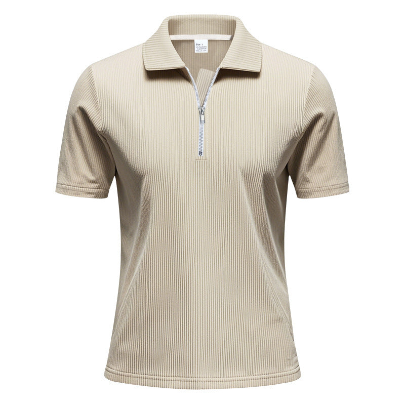 Unisex nan kurzärmeliges Halbzip-Polo aus geripptem Jersey mit Hemdkragen Echo Archiv