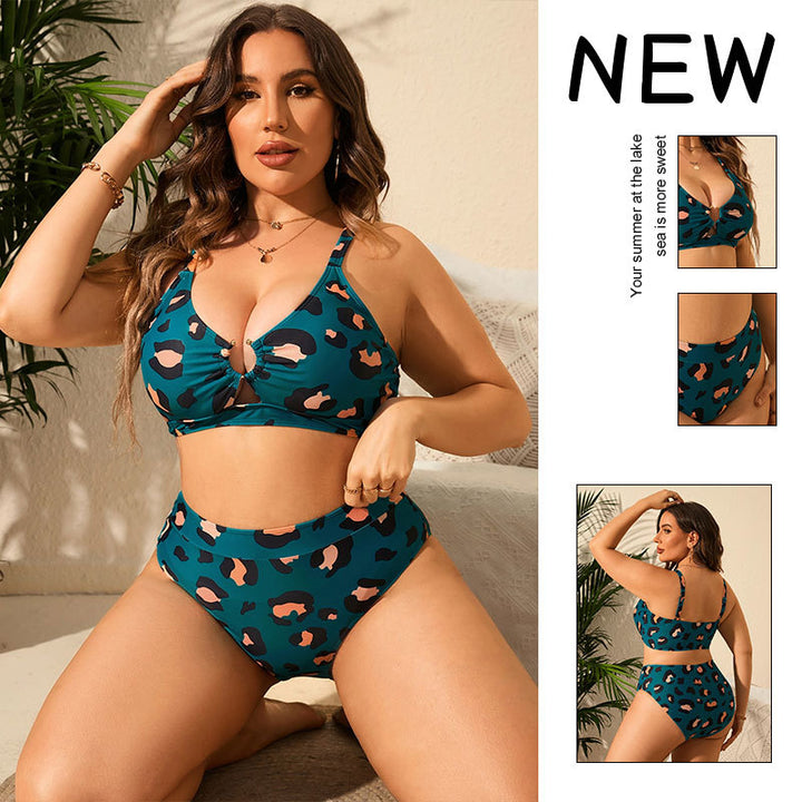 Damen Hochtailliertes Bikini-Set mit modischem Leoprint Echo Archiv