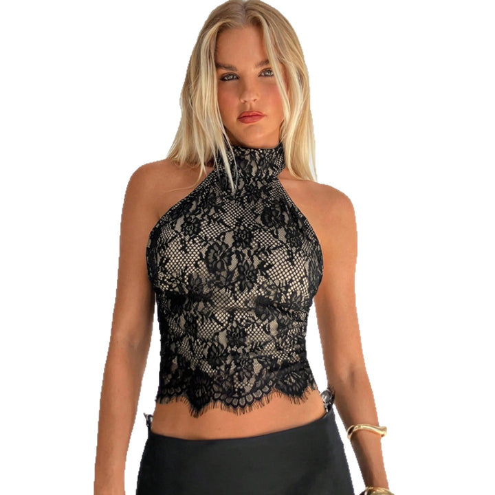 Damen Elegantes Spitzenoberteil mit hochgeschlossenem Design Echo Archiv