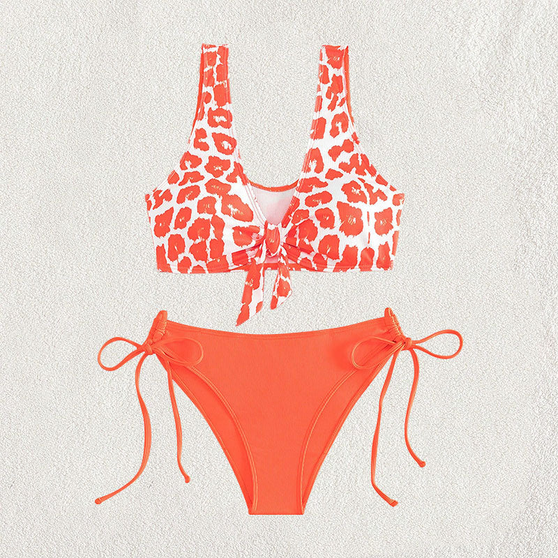 Damen Triangel-Bikini Set mit trendigem Leopardenmuster und verspieltem Knoten Echo Archiv