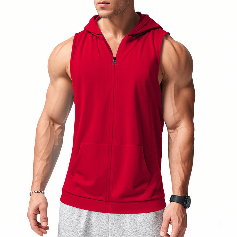 Herren nan funktionale Fitnessweste mit Kapuze, schmaler Passform und Kängurutasche Echo Archiv