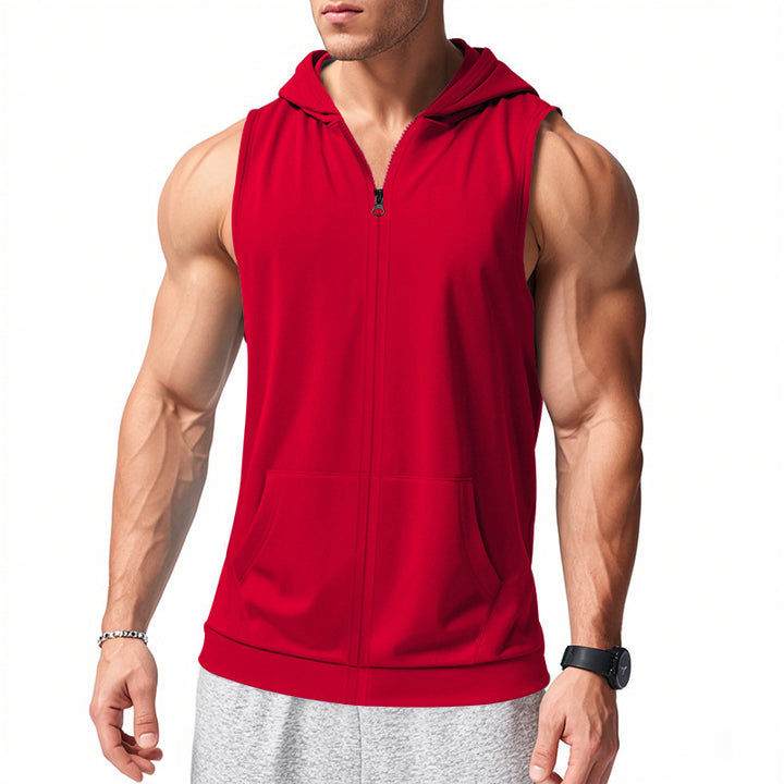 Herren nan funktionale Fitnessweste mit Kapuze, schmaler Passform und Kängurutasche Echo Archiv