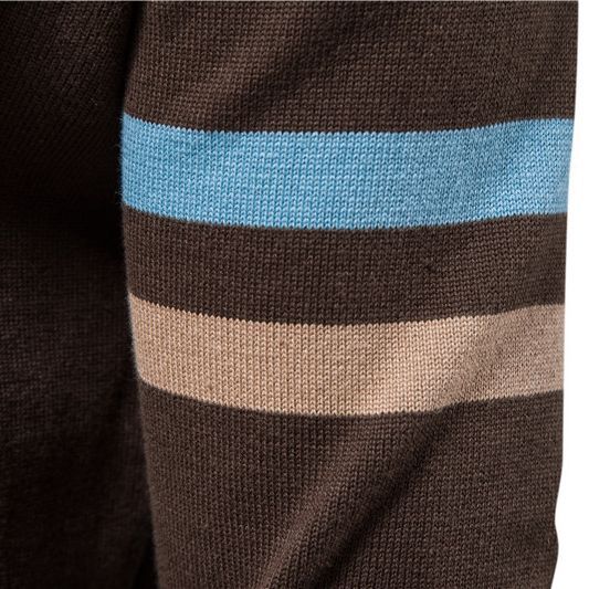 Herren Strickjacke mit modernem Zipper und sportiven Farbstreifen Echoarchiv
