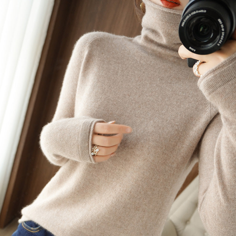 Damen Weicher Rollkragenpullover aus Kaschmir‑Look mit Daumenloch und figurbetonter Silhouette Echoarchiv