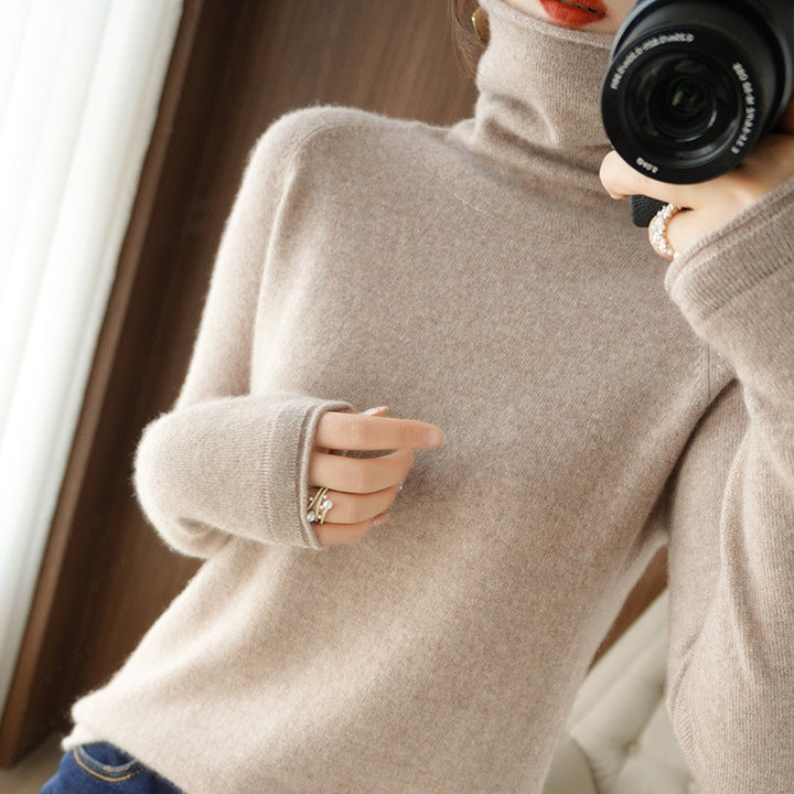 Damen Weicher Rollkragenpullover aus Kaschmir‑Look mit Daumenloch und figurbetonter Silhouette Echoarchiv