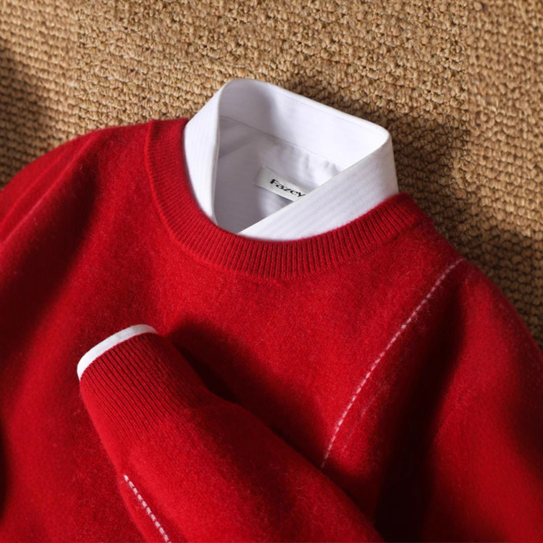Herren eleganter und gemütlicher Strickpullover mit feiner Struktur Echoarchiv