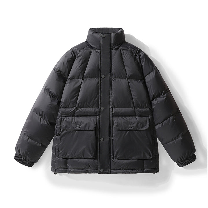 Herren Wattierte Steppjacke mit hohem Stehkragen, Druckknopfblende & großen Pattentaschen Echoarchiv