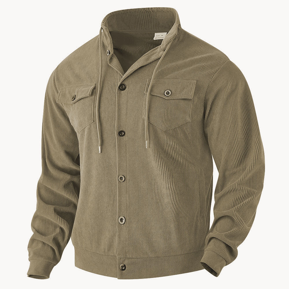 Herren nan strukturierte Cord-Workerjacke mit verdeckter Kapuze, Druckknopfverschluss und aufgesetzten Brusttaschen Echo Archiv