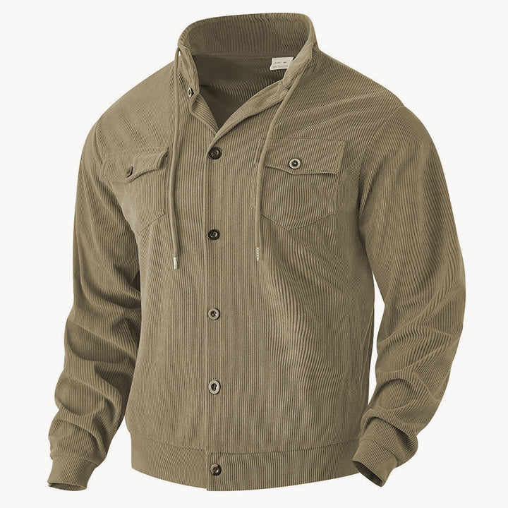 Herren nan strukturierte Cord-Workerjacke mit verdeckter Kapuze, Druckknopfverschluss und aufgesetzten Brusttaschen Echo Archiv