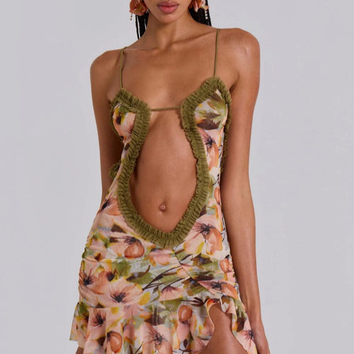 Damen Sommerliches Minikleid mit Raffungen und asymmetrischem Saum Echo Archiv