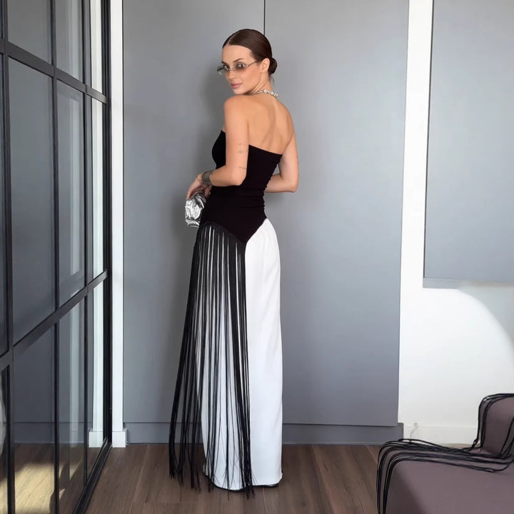 Damen Maxikleid mit schimmerndem Fransen-Design Echo Archiv