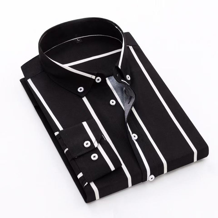 Herren nan gestreiftes Business-Hemd mit Button-Down-Kragen, Brusttasche und bügelleichtem Baumwollmix Echo Archiv