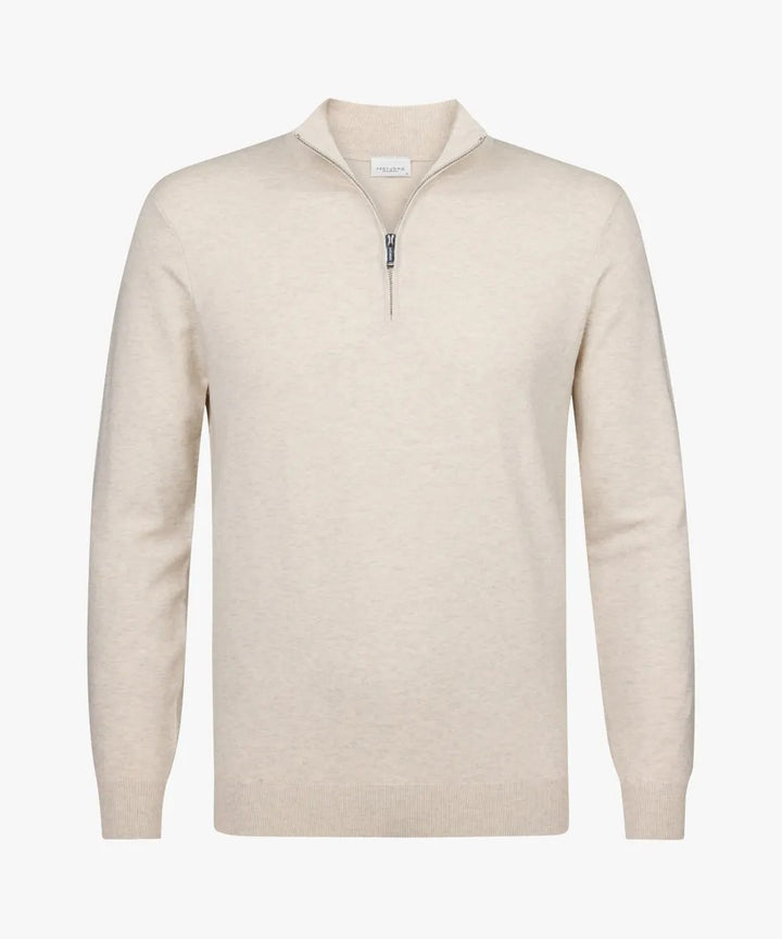 Herren feiner Troyer mit kurzem Reißverschluss, geripptem Saum und Merino-Mix – Cavarno