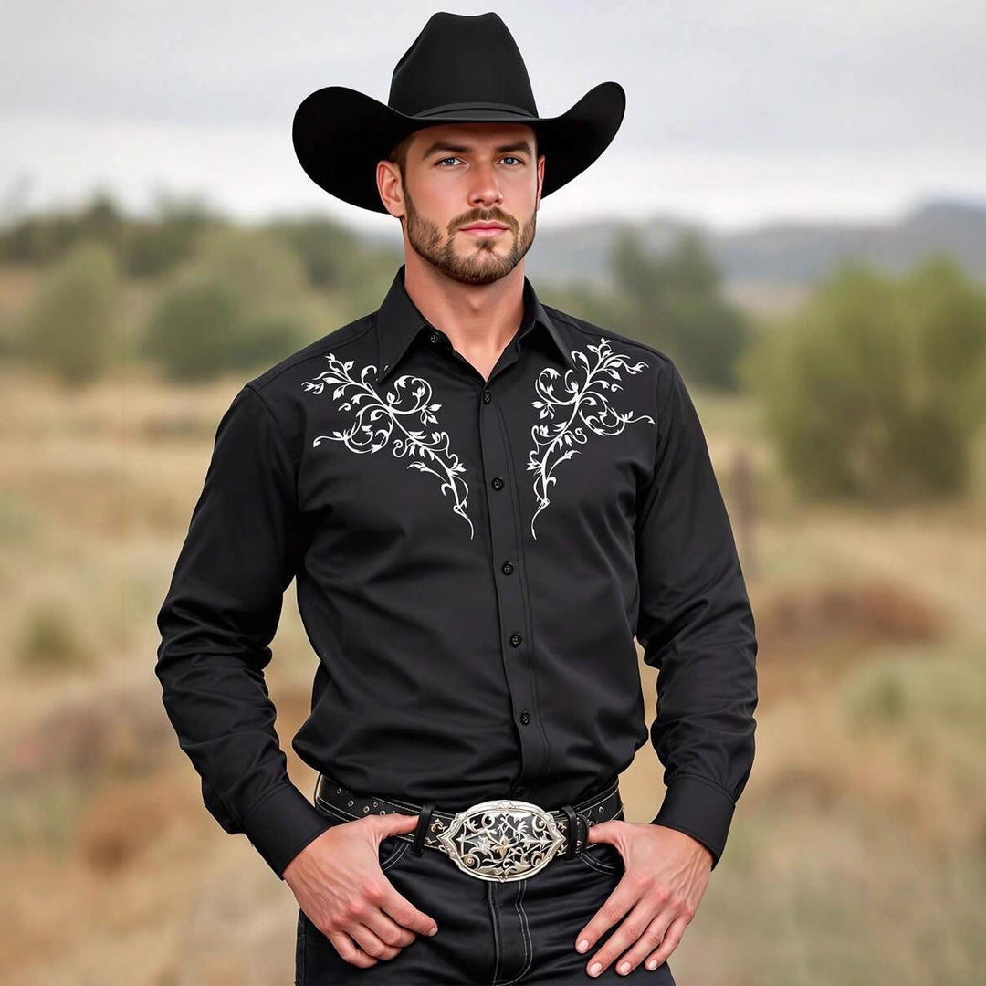 Herren Westernhemd mit kunstvoller Stickerei Echoarchiv
