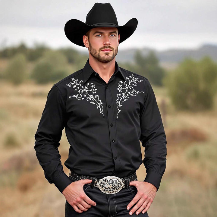 Herren Westernhemd mit kunstvoller Stickerei Echoarchiv