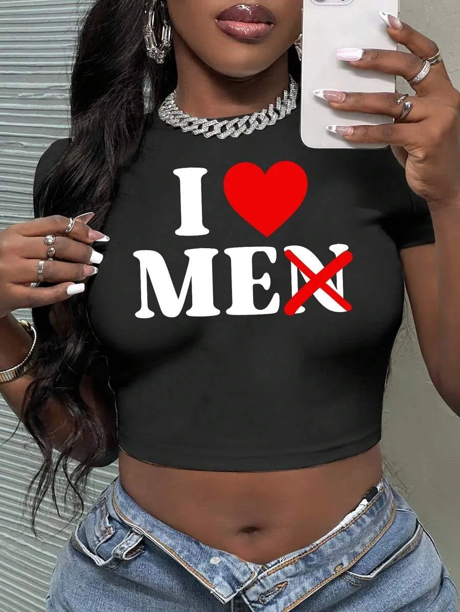 Damen Crop-Top mit künstlerischem Statement-Druck Echo Archiv