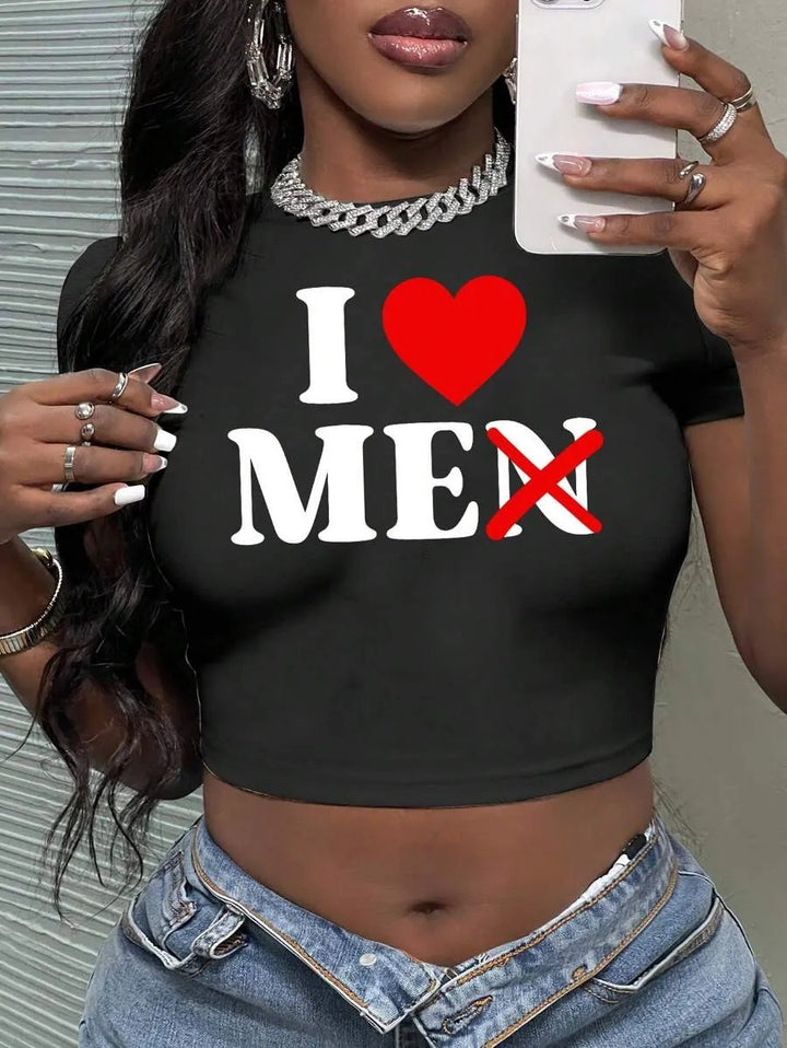 Damen Crop-Top mit künstlerischem Statement-Druck Echo Archiv