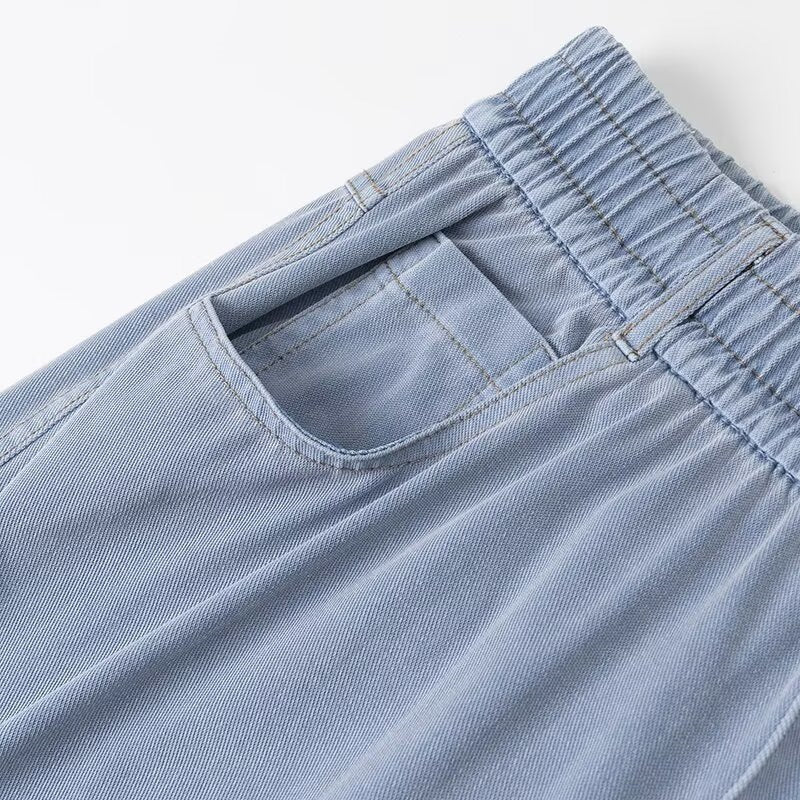 Damen weite High-Waist-Loungehose aus fließender Viskoseoptik mit Elastbund und Eingrifftaschen Echo Archiv