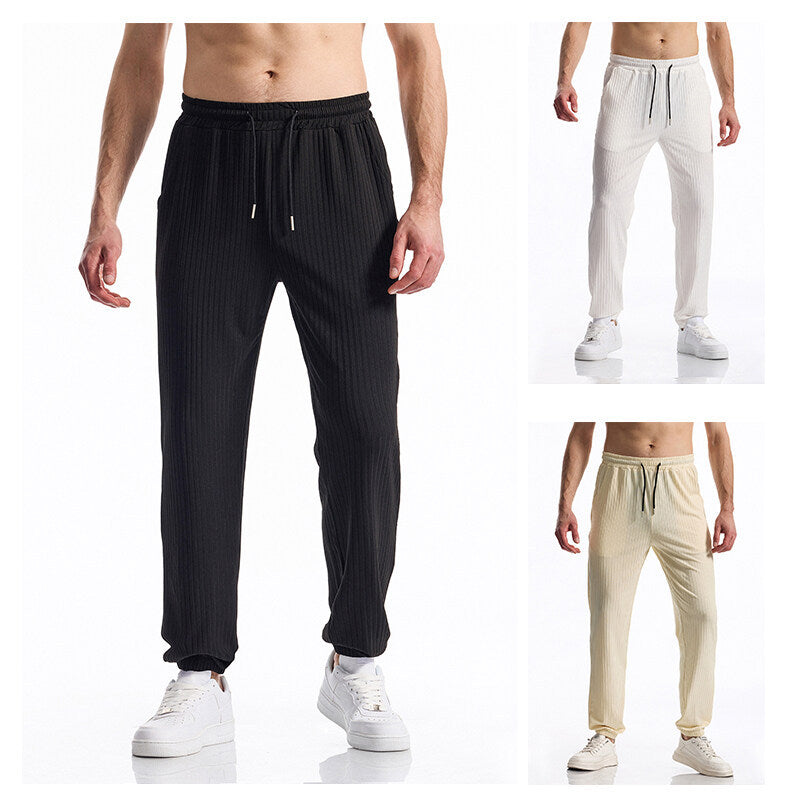 Herren Gerippte Loungehose mit elastischem Bund und Kordelzug Echo Archiv