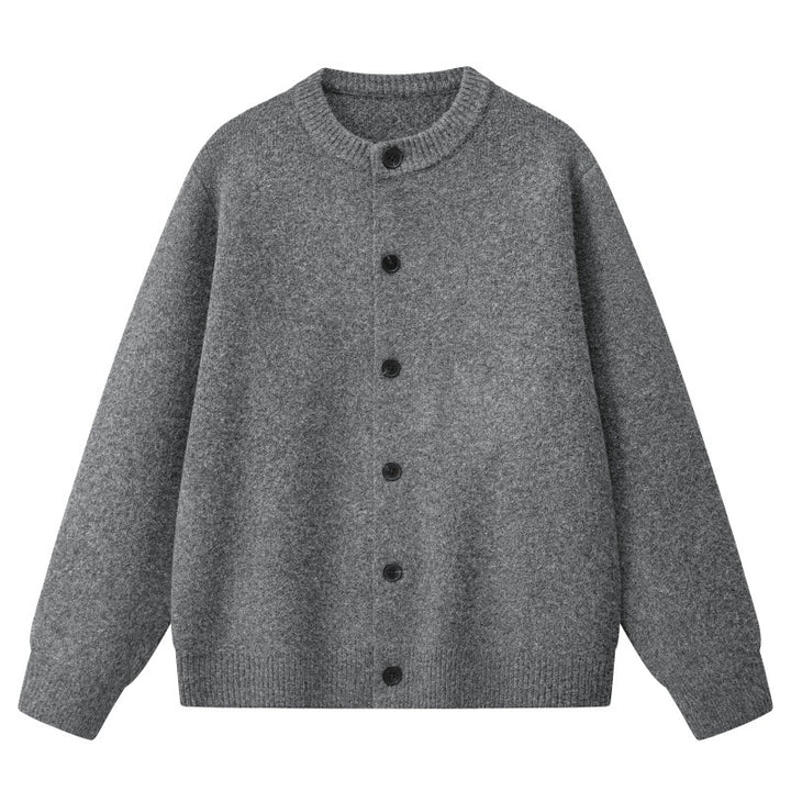 Damen Oversize Strickjacke im Bomberstil mit Rundhals, geripptem Saum & Ballonärmeln Echoarchiv