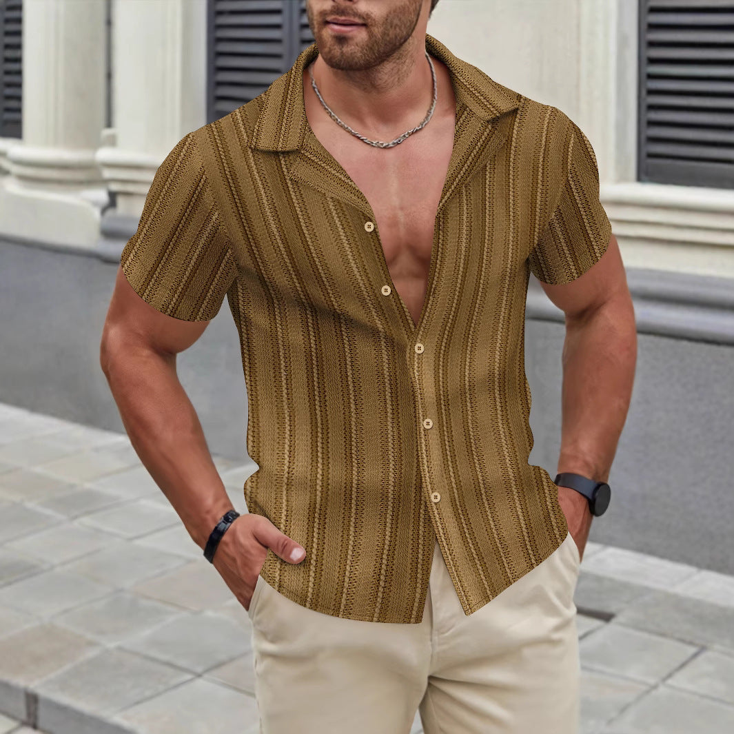 Herren modisches Kurzarm-Hemd mit strukturiertem Design Echoarchiv