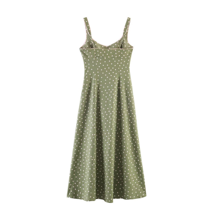 Damen Vintage-inspiriertes Träger-Midikleid mit taillierter Schnittführung und durchgehender Knopfleiste Echo Archiv