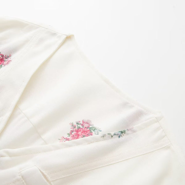 Damen Floraler Overall mit V‑Ausschnitt, Reißverschluss und Tunnelzugtaillierung Echo Archiv