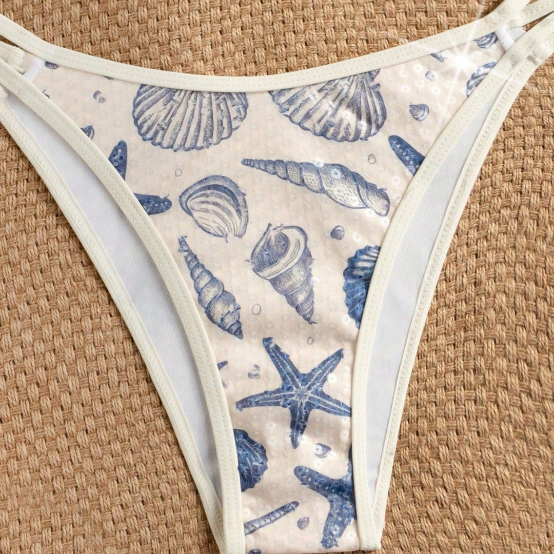 Damen Bandeau-Bikini mit maritimem Muschel-Motiv Echo Archiv