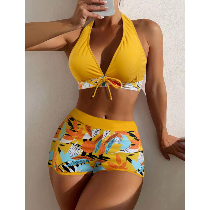Damen Hochgeschlossen Bikini mit verspieltem Blumenmuster Echo Archiv
