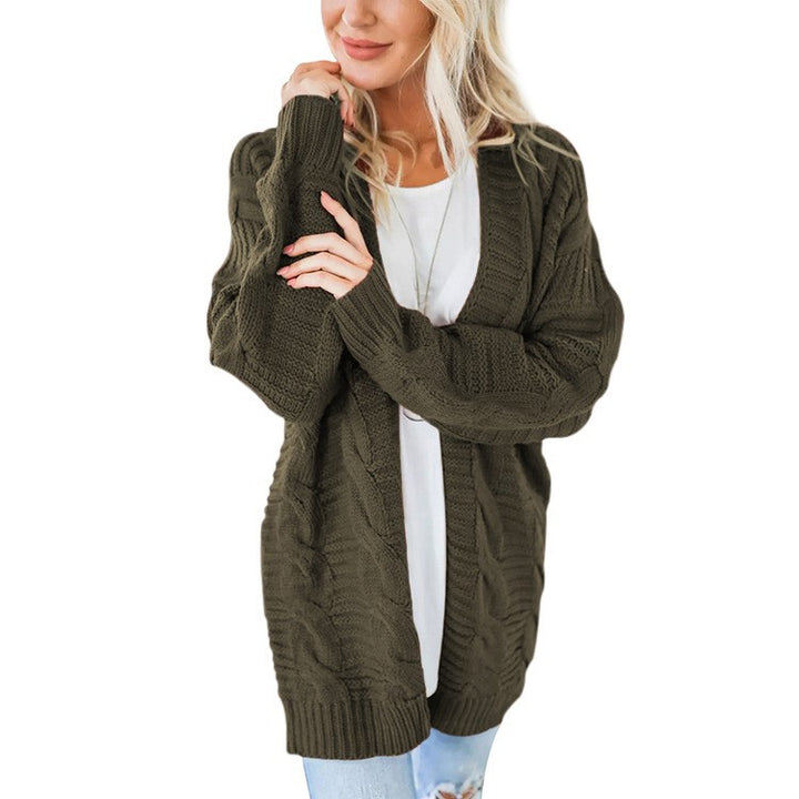 Damen nan langer oversize Strickcardigan mit Zopfmuster und V-Ausschnitt Echo Archiv