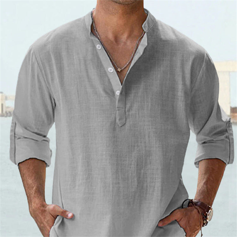 Herren Langarm Henley-Shirt mit lässigem Knopfverschluss und hochwertiger Baumwolle Echoarchiv