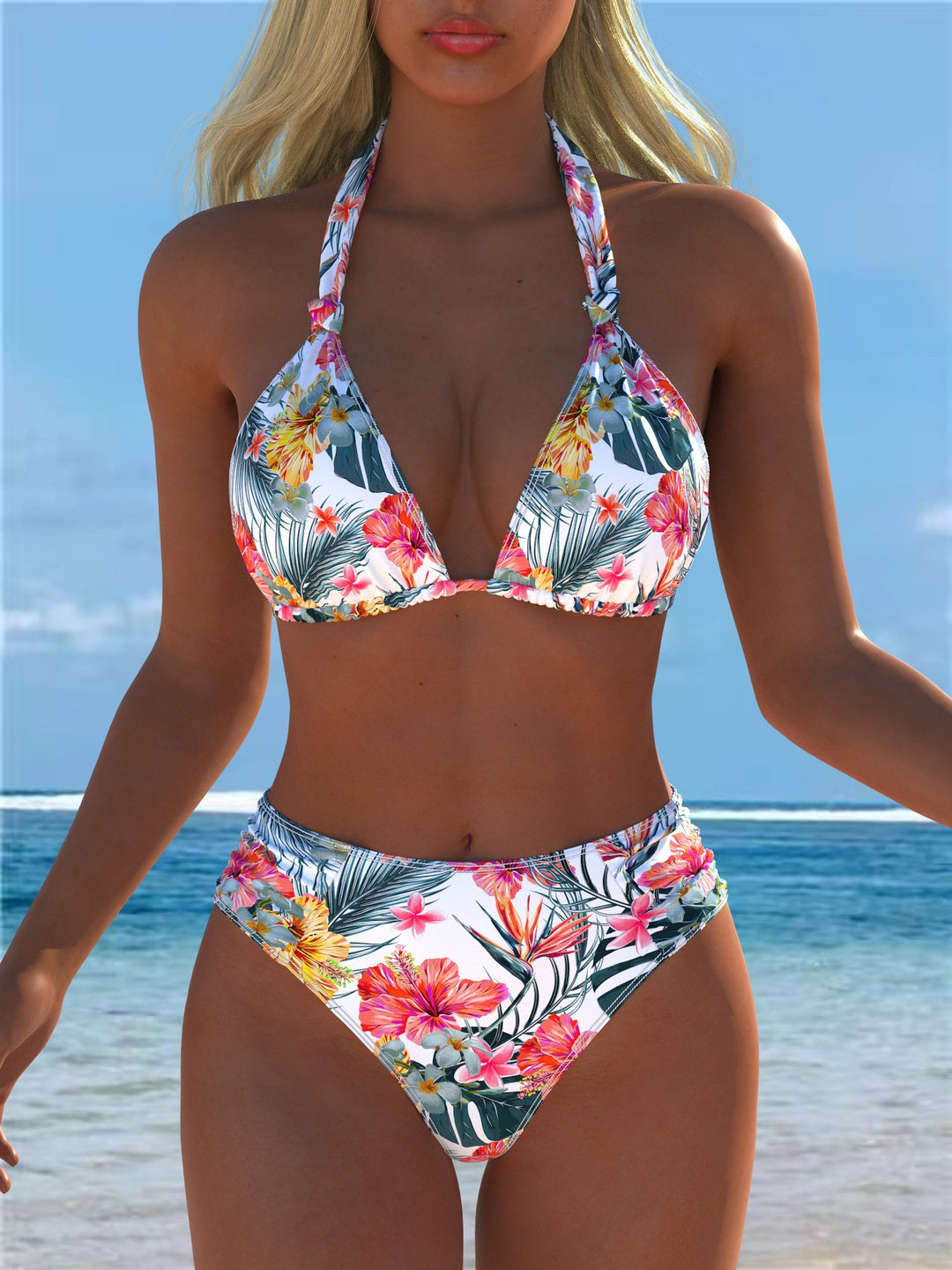Damen Triangel-Bikini mit hohem Bund und patriotischem Sternen-Muster Echo Archiv