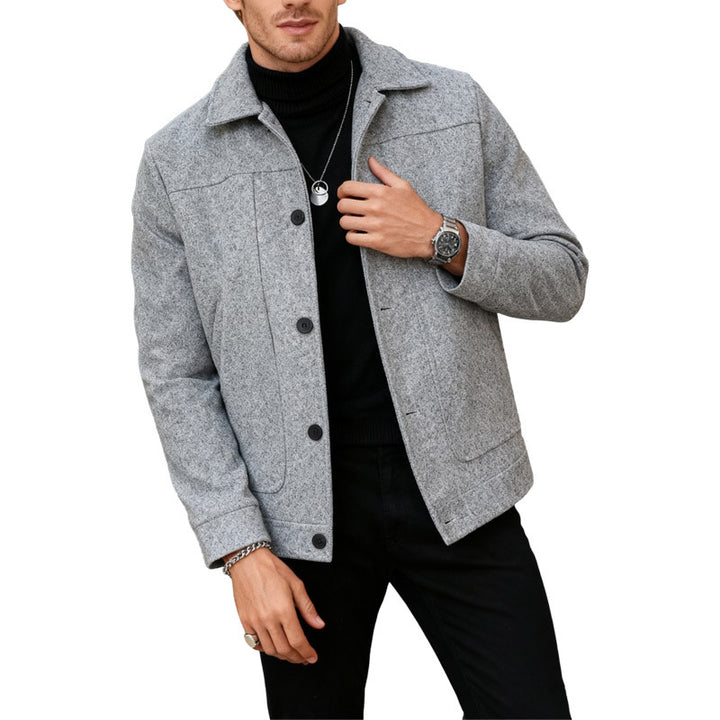 Herren nan moderner Trucker-Overshirt aus Velourslederimitat mit Ziernähten und aufgesetzten Taschen Echo Archiv