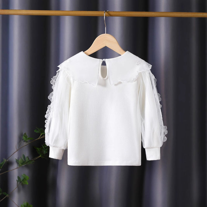 Mädchen elegante Bluse mit floralen Spitzenapplikationen Echo Archiv