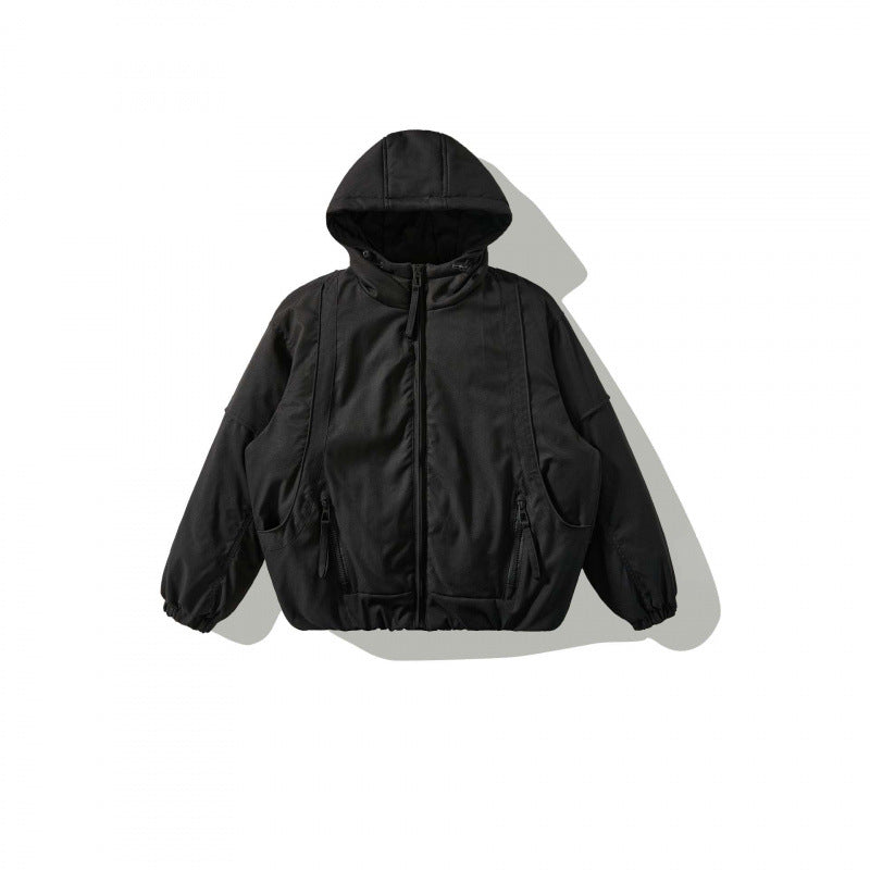 Unisex Oversize Stepp-Bomberjacke mit hoher Kapuze, geformten Pattentaschen und elastischem Saum Echo Archiv